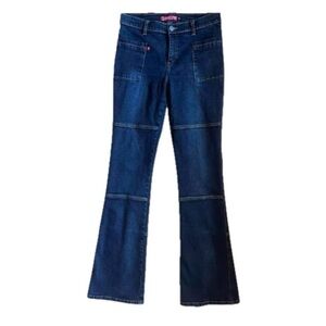 Y2K Vintage Janes Army Jeans Seam Detail Patch Pocket Zipper Leg Flare Bootcut